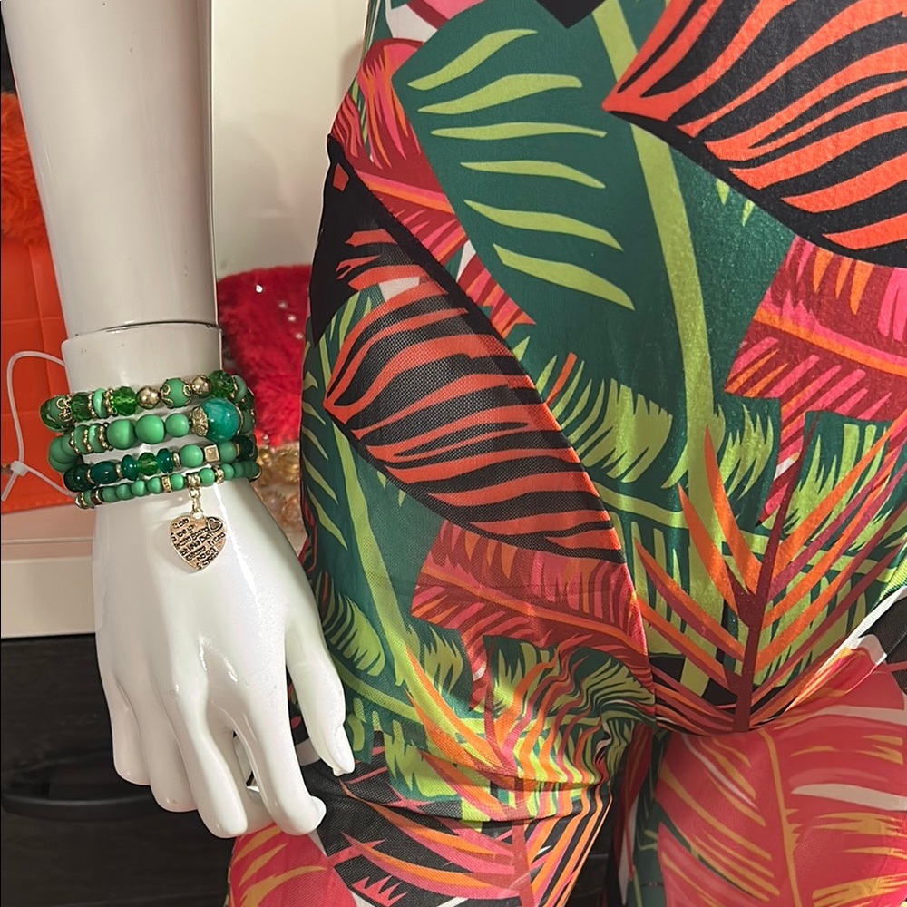 Tropical Print Halter Jumpsuit - Picture 9 of 10